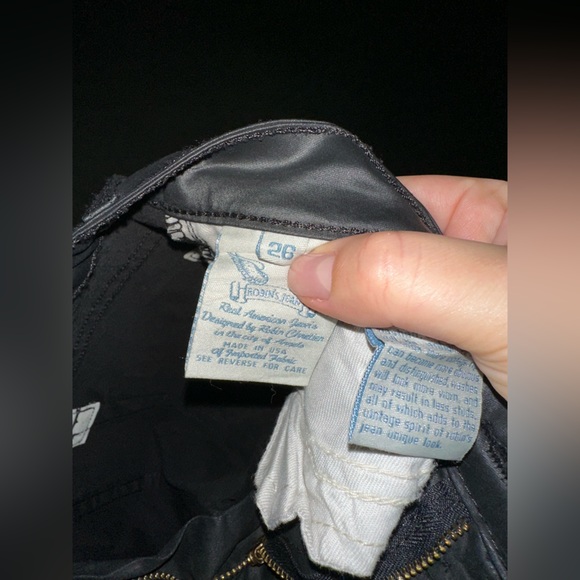 Robin's Jean Black Leather Straight Leg Jeans - Picture 6 of 6